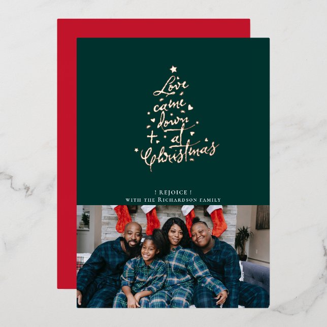 L'amour est tombé Foil Carte de Noël (Recto/Verso)