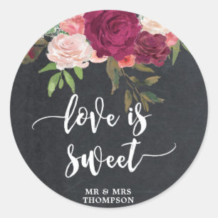 l'amour est un autocollant de faveur de la mariée 