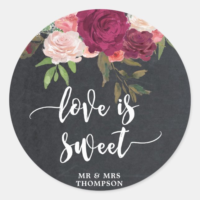 l'amour est un autocollant de faveur de la mariée  (Devant)