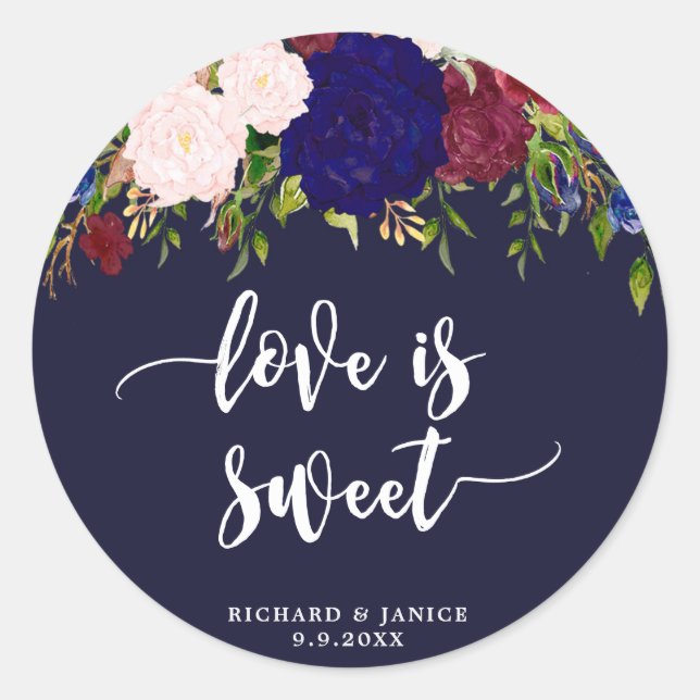 l'amour floral marine est doux mariage autocollant (Devant)