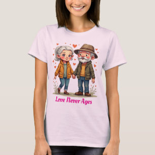 L'Amour Jamais Âgé Joli T-shirt Couple Vieux