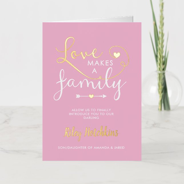 L'Amour Rose Fait Une Faire-part D'Adoption Famili (Recto)
