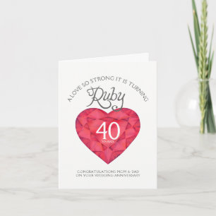 L'amour si fort Ruby anniversaire carte parents