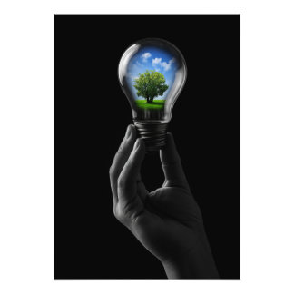 Lamp with a tree for a sustainable future fotodruck