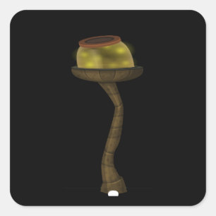 Lampe aus Glitchmöbeln mit Glühbirne Quadratischer Aufkleber