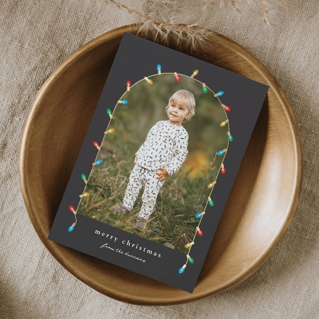 Lampe de Noël Arc Photo de vacances Magnet (Elegant Christmas Lights Arch Photo Christmas Holiday Magnetic Card.)