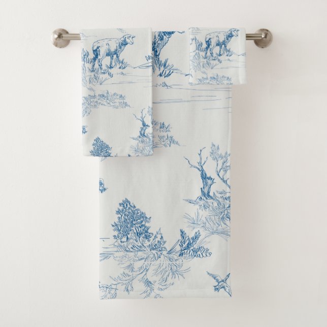 Lampe mouton Toile bleu (En situation)