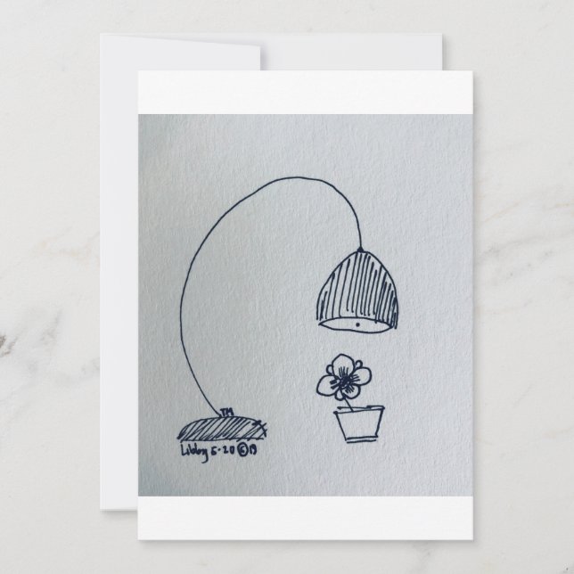 Lampe und eine süße kleine Blume Karte (Vorderseite)