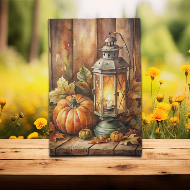 Lampe und Kürbisse Herbst Geschirrtuch (Von Creator hochgeladen)
