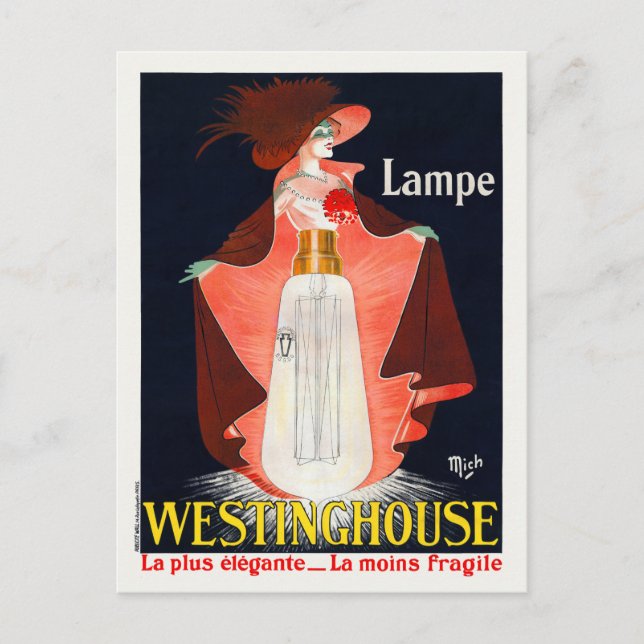Lampe Westinghouse Frankreich Vintage Poster 1912 Postkarte (Vorderseite)