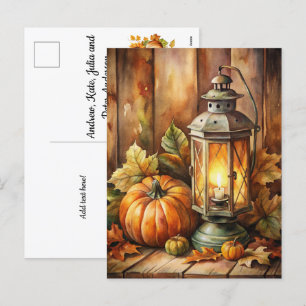 Lampen und Pumpkins Willkommen Fall Feiertagspostkarte