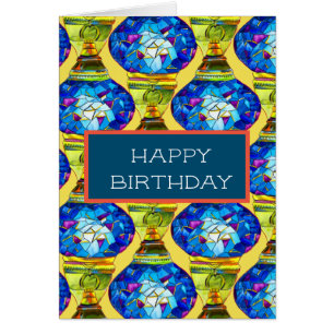 Lampes turques mosaïque bleue aquarelle art