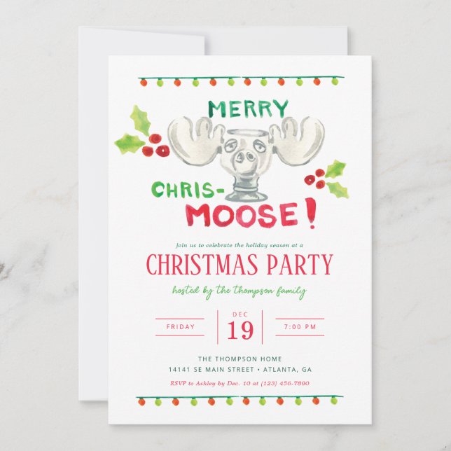 Lampoons Merry-Chris-Moose-Party Einladung (Vorderseite)