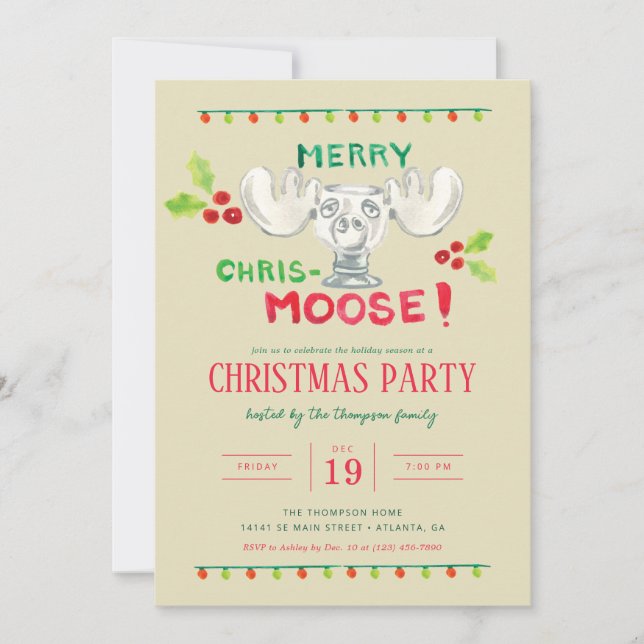 Lampoons Merry-Chris-Moose-Party Einladung (Vorderseite)