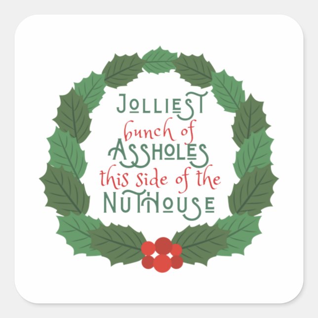 Lampoons Weihnachtsurlaub im Kranz Quadratischer Aufkleber (Vorderseite)