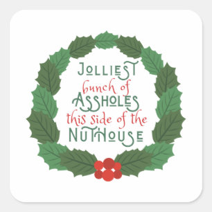 Lampoons Weihnachtsurlaub im Kranz Quadratischer Aufkleber