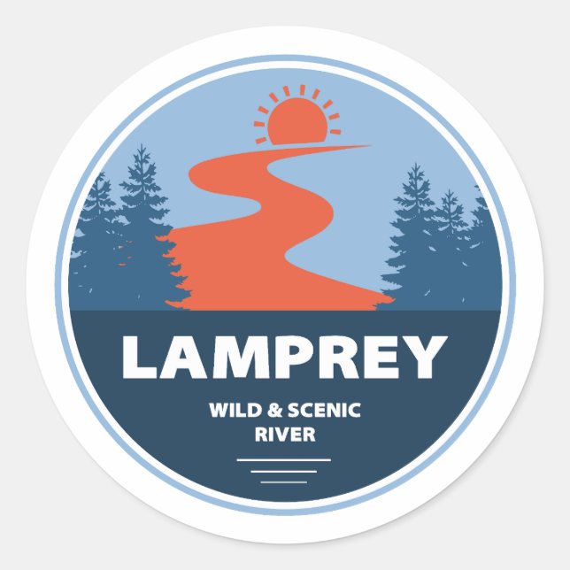 Lamprey Wild und Landschaftlicher Fluss New Hampsh Runder Aufkleber (Vorderseite)