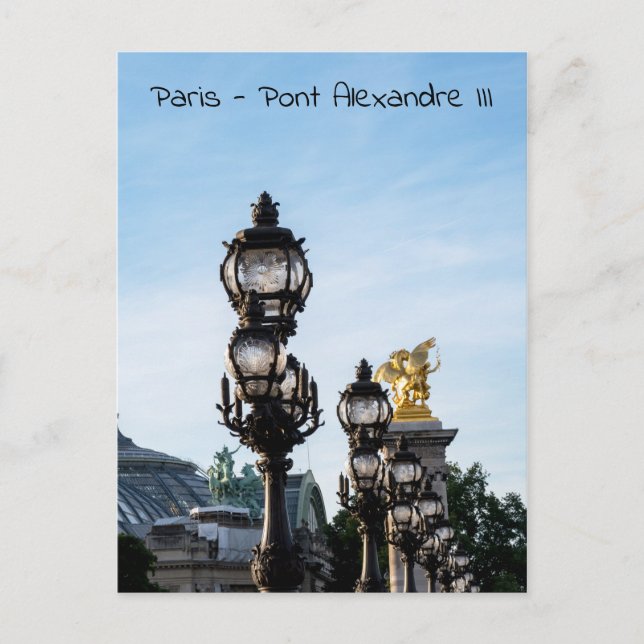 Lamps on Pont Alexandre III - Paris, Frankreich Postkarte (Vorderseite)