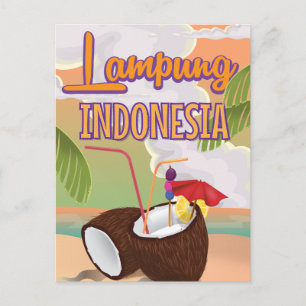 Lampung Indonesien Vintages Urlaubsposter. Feiertagspostkarte