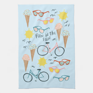 L'amusement fait du vélo au soleil la serviette d