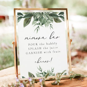 LANA Modern Boho Greenery Mimosa Bar Sign Poster