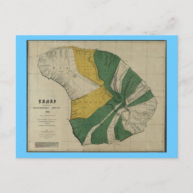 Lanai, 1878, Vintage Hawaii Karte (Vorderseite)