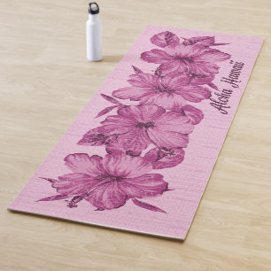 Lanai Distressed Hawaiian Hibiskus Pink Yogamatte