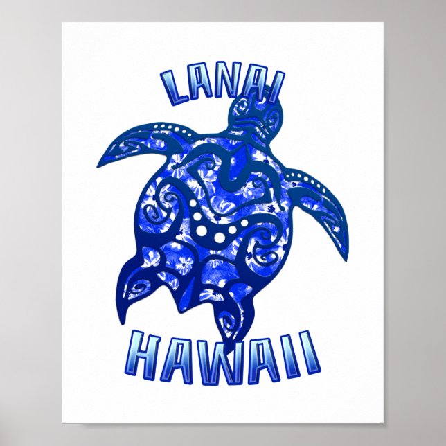 Lanai Hawaii Vacation Tribal Turtle Poster (Vorne)