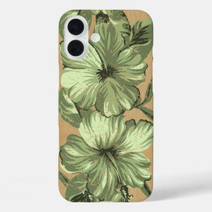 Lanai Hawaiian Hibiskus Imitats Wood Green iPhone 16 Plus Hülle