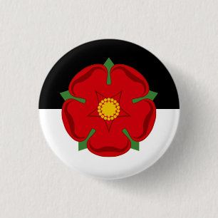 Lancashire Abzeichen - Rose auf Schwarz und Weiß Button