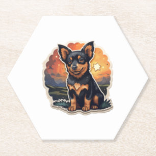 Lancashire Heeler bei Sonnenuntergang Untersetzer