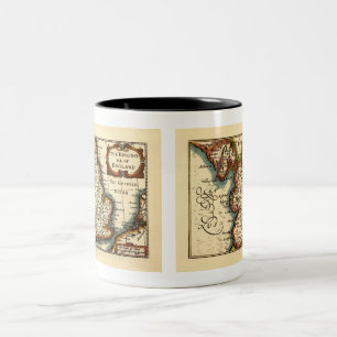Lancashire Landkreis England Alte antike Karte Zweifarbige Tasse