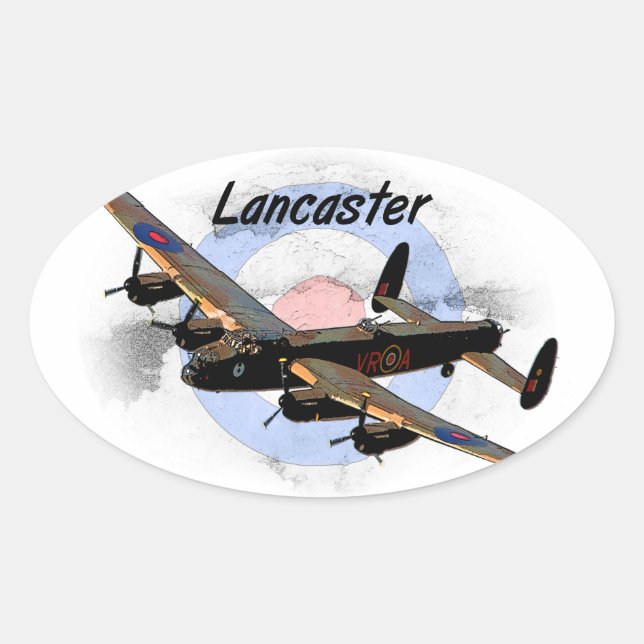 Lancaster-Bomber Ovaler Aufkleber (Vorderseite)