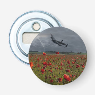 Lancaster Bomber über einem Mohn Flaschenöffner