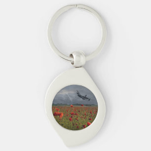 Lancaster Bomber über einem Mohn Schlüsselanhänger