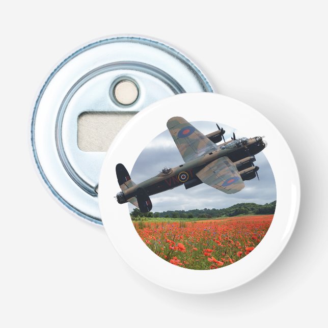 Lancaster Bomber über einem Mohnfeld Flaschenöffner (Vorderseite)