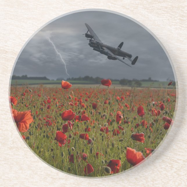 Lancaster Bomber über einem Mohnfeld Getränkeuntersetzer (Vorne)