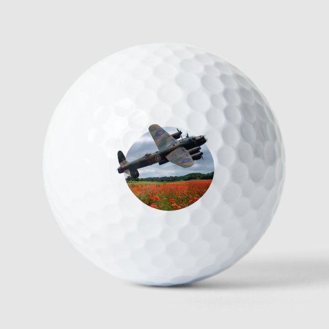 Lancaster Bomber über einem Mohnfeld Golfball (Vorderseite)