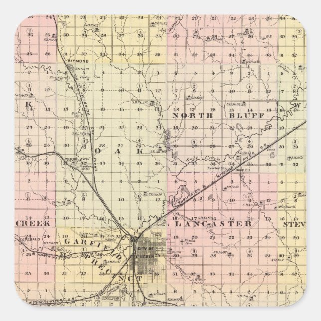 Lancaster Landkreis, Nebraska Quadratischer Aufkleber (Vorderseite)