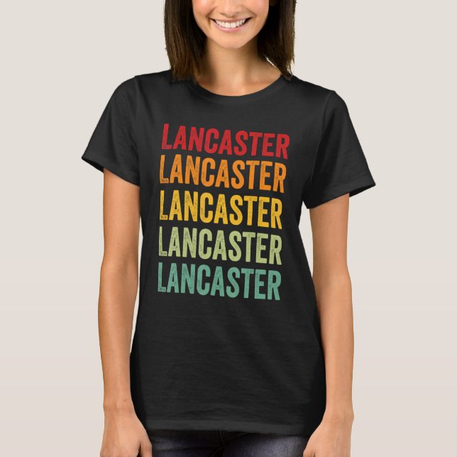 Lancaster Landkreis Pennsylvania Rainbow Text Desi T-Shirt (Vorderseite)