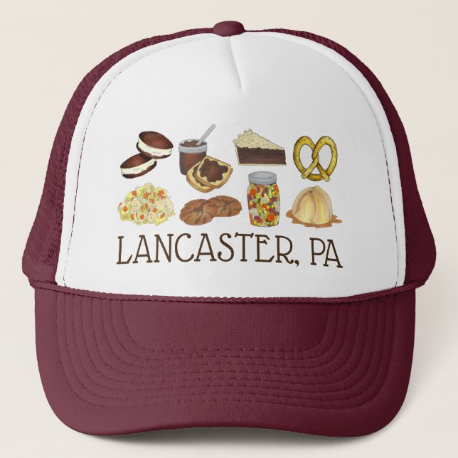 Lancaster, PA Pennsylvania Dutch Amish Foods Truckerkappe (Vorderseite)