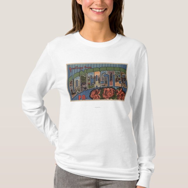 Lancaster, Pennsylvania - große Buchstabe-Szenen T-Shirt (Vorderseite)