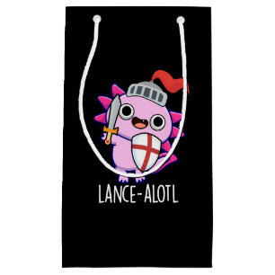 Lance-a-lotl Funny Axolotl Knight Pun Dark BG Kleine Geschenktüte