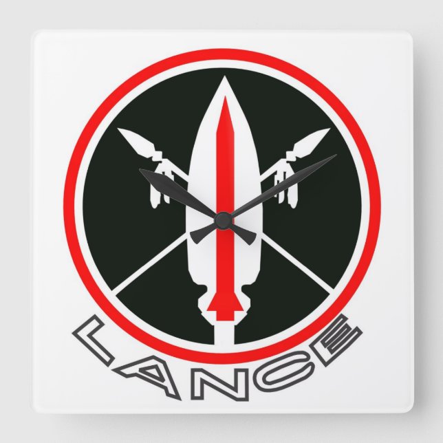 Lance missile wall clock quadratische wanduhr (Vorderseite)