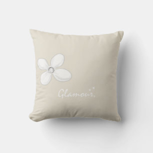 Lance Oreiller Glamour Fleur Blanche Floral Beige
