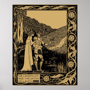 Lancelot und Hellawes von Aubrey Beardsley Poster