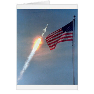 Lancement d'Apollo 11, avec drapeau, NASA