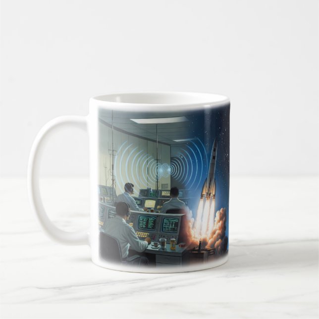 Lancement de fusée Space Oddity Tasse Starfield (Gauche)