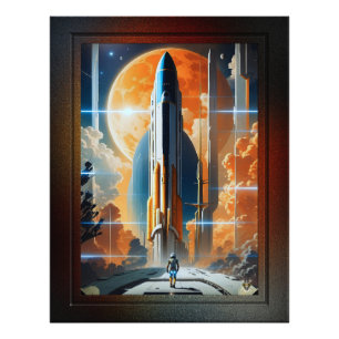 Lancement Lunaire - Voyage vers Moon Retro Poster