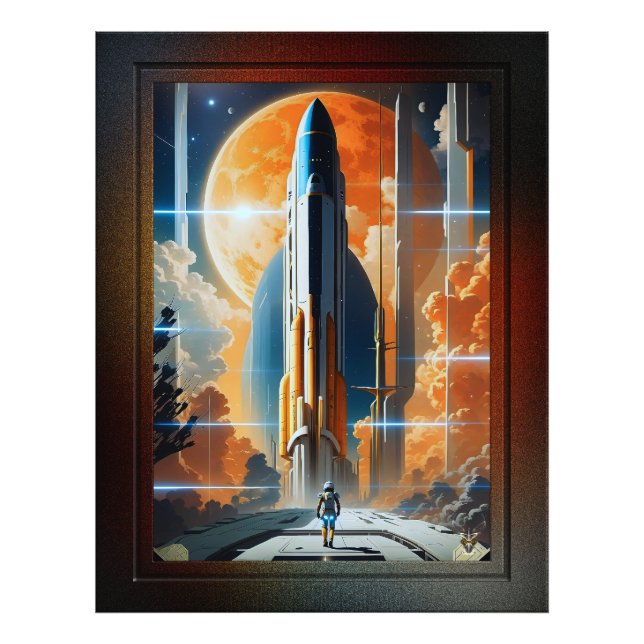 Lancement Lunaire - Voyage vers Moon Retro Poster (Devant)